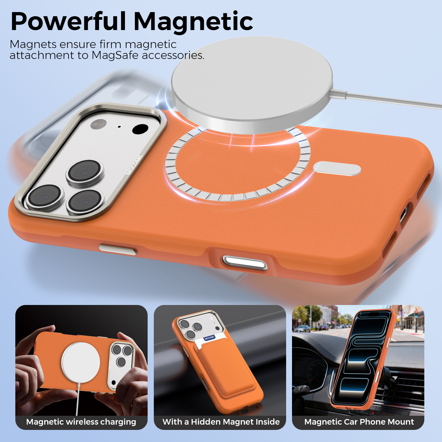 Ốp lưng điện thoại từ tính công nghệ vải dệt cho iPhone 17, 16 Pro Max, 15 — Cam, Xanh dương, Đen, Xanh lá chi tiết 12