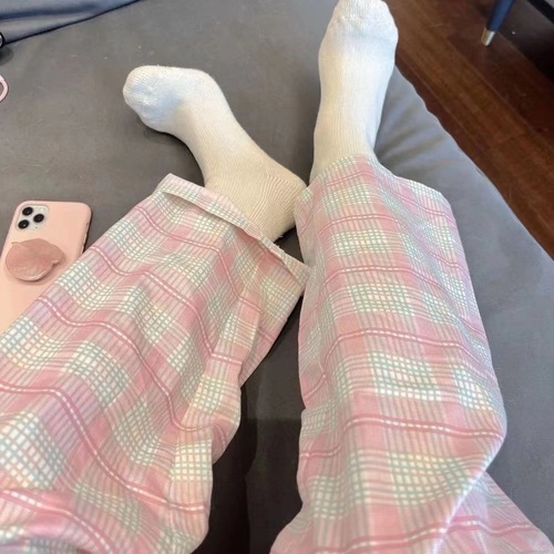 Walking pants! Spring, autumn and summer new ice cream plaid pajama pants for women, loose home casual pants