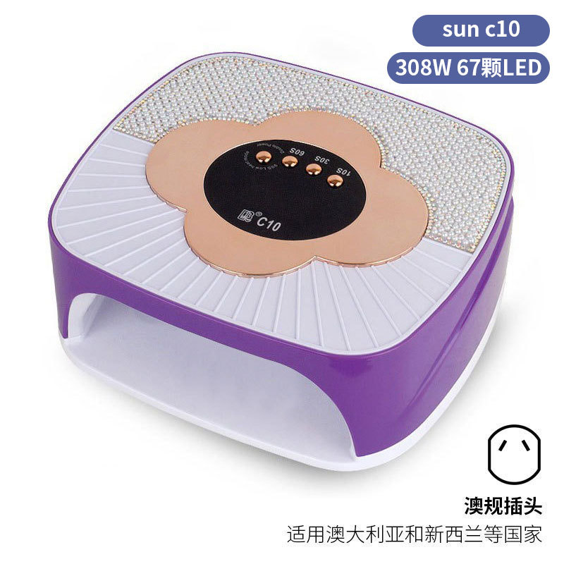 Lámpara de manicura inteligente de alta gama de luz de terapia de diamante 256W de alta potencia de pegamento de vinilo lámpara de horneado de dos manos secador de uñas transfronterizas