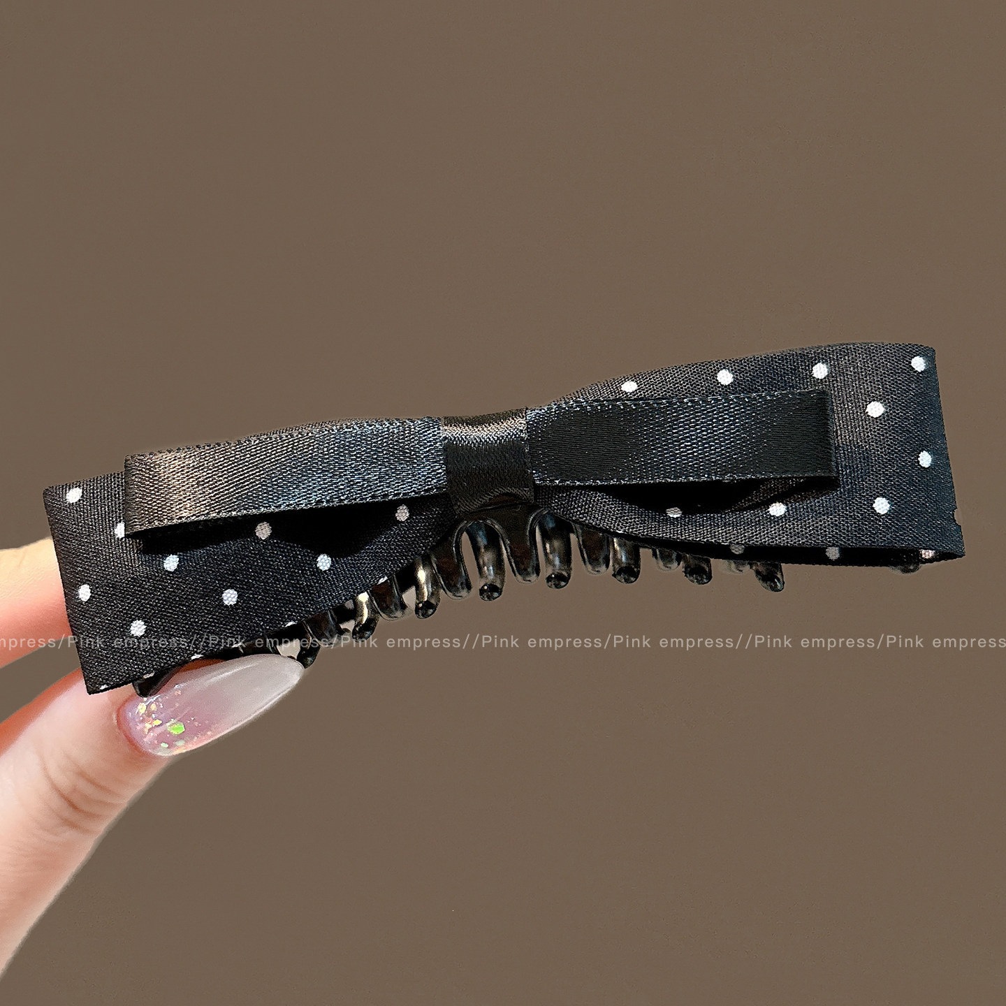 1# [thousand gold polka dot] polka dot bow banana clip