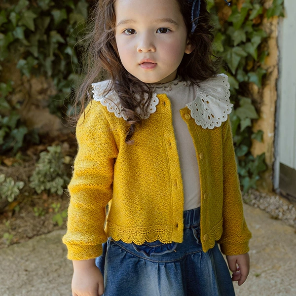 Sy191A-lapel yellow cardigan
