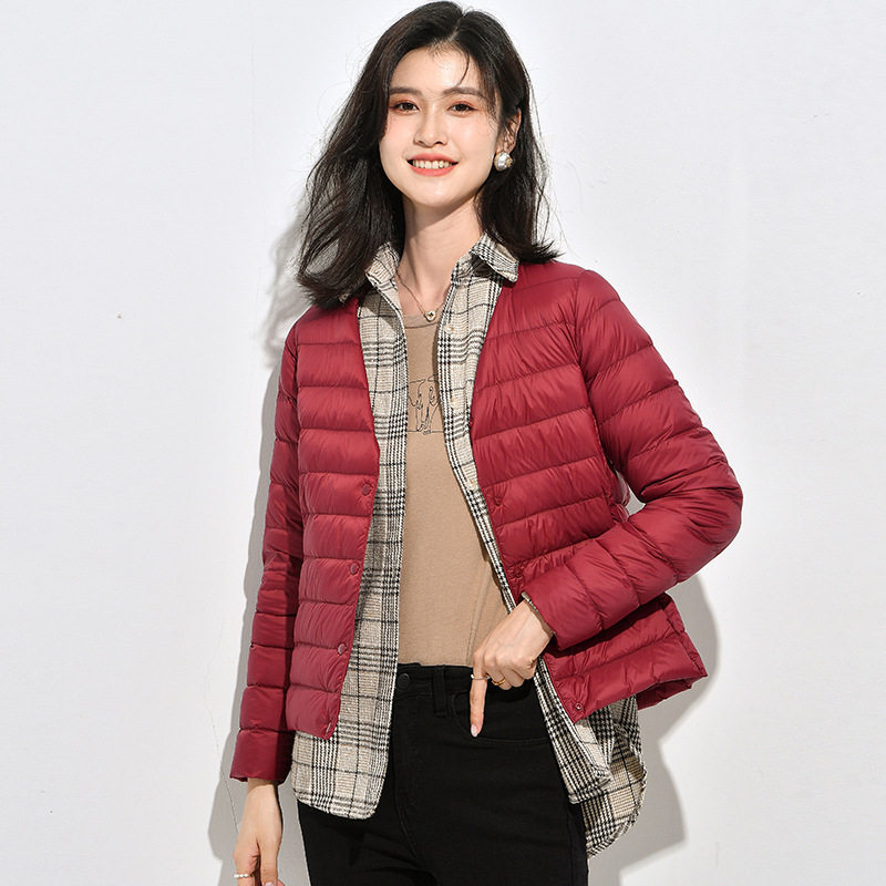 여성 경량 덕다운 패딩 하이넥 숏패딩 데일리 점퍼