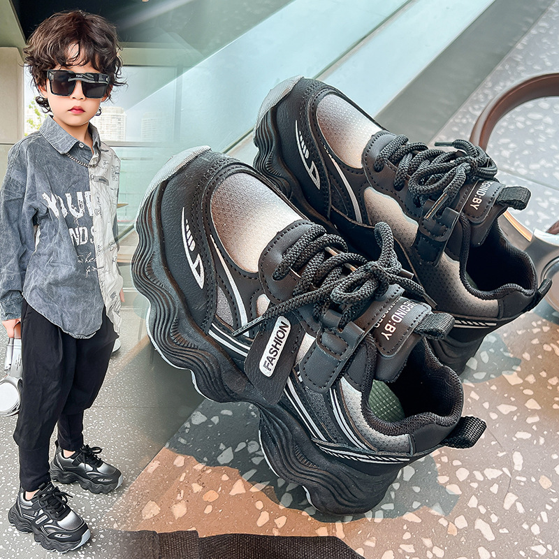 男の子と女の子用の子供用お父さん靴、秋の新しい韓国スタイルの通気性メッシュシューズ、多用途のソフトソールの女の子用ランニングシューズ|undefined