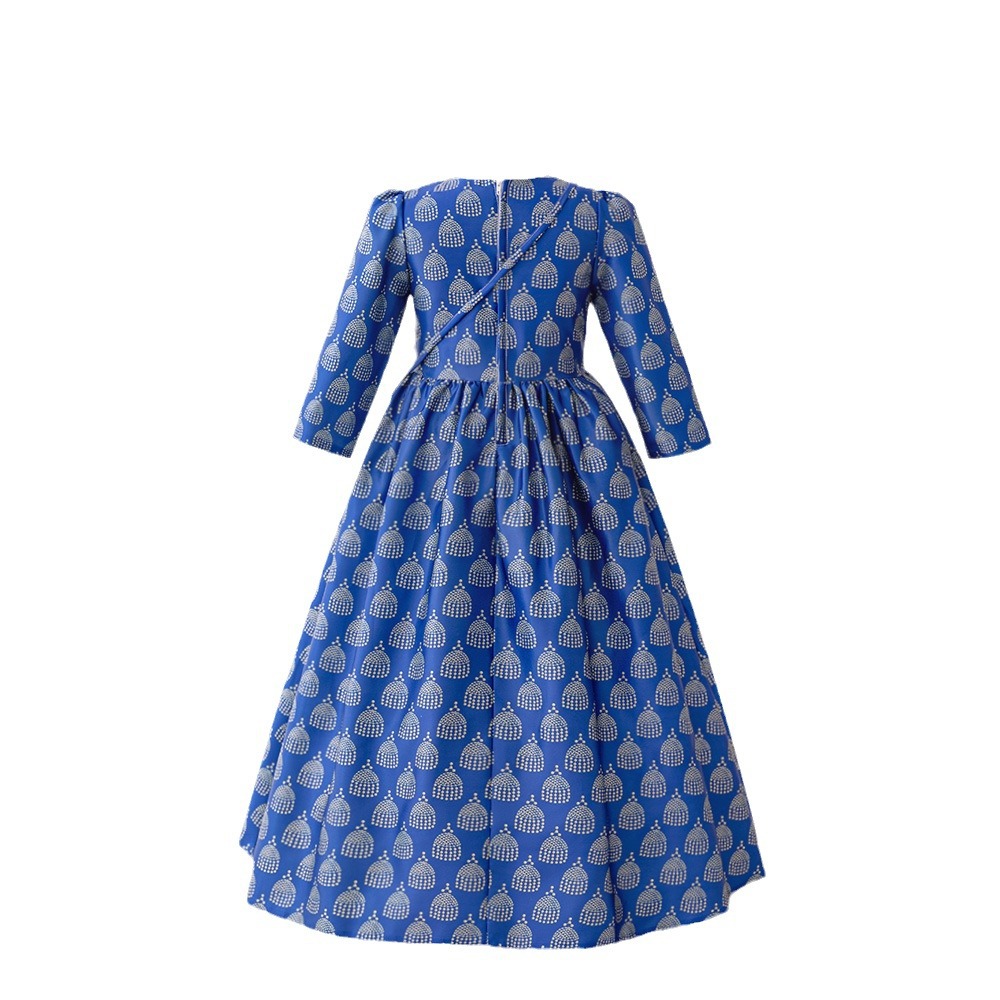 Nuevo vestido de noche vestido vestido de princesa elegante bordado impresión de encaje y falda de piso vestido de niña