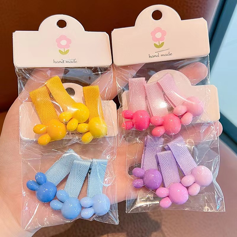 新款儿童渐变五角星发夹可爱卡通兔子桃心发卡女童全包布侧边夹子