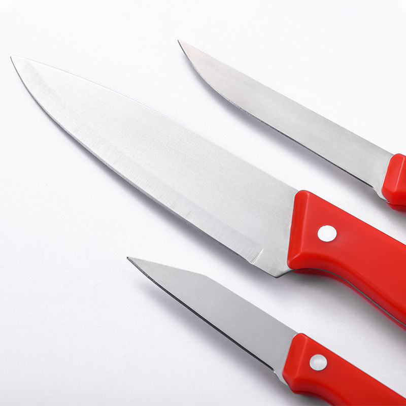 Fábrica directa de cuchillo de frutas de acero inoxidable cinco piezas cuchillo portátil con tablero de verduras al aire libre cuchillo de picnic juego de regalo