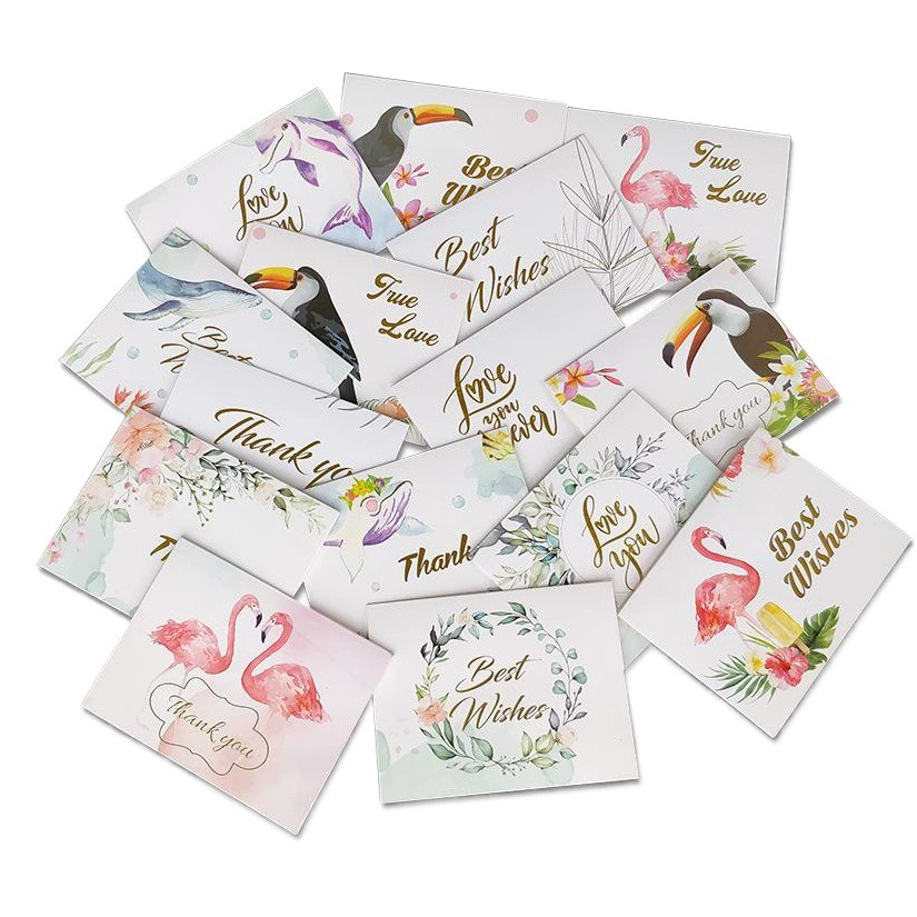 Креативный маленький свежий милый мультфильм с ручной росписью благодарственная открытка Европейские цветы с ручной подарочной коробкой бронзовая маленькая поздравительная открытка