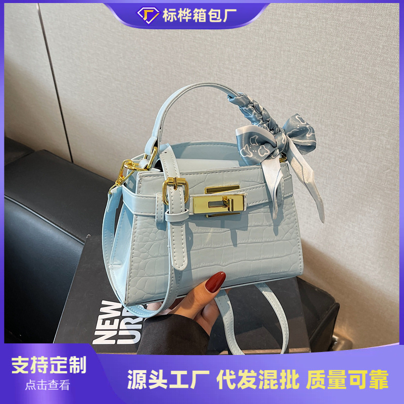 Cross-Border Summer Popular Crocodile Pattern Small Bag for Women 2025 New Fashion Hand-Held Kelly Bag High-End Crossbody Bag