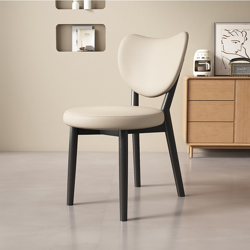 Silla de comedor de madera sólida retro nórdica, silla de comedor moderna y simple, respaldo de cuero suave, taburete de comedor de hotel antiguo