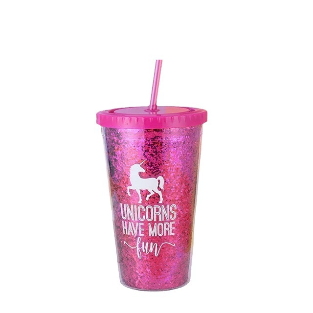 Мультяшная двуслойная пластиковая рукоять с стеклом, 16 oz, 450 ml