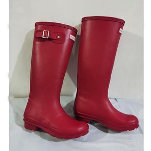 Cross-Border Red Fashion Rain Boots Women's Water Boots High Eco-Friendly Rubber Water Shoes High Knight Boots Classic Riding Boots