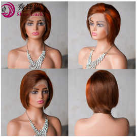短款左偏分真人发头套Short 13*4 Frontal Lace Human Hair Wigs