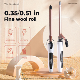 Cross-Border Factory Direct Sales Wool Curl Extended Curling Iron Water Ripple Curling Iron 9mm Thin Electric Curling Iron Gold Trumpet