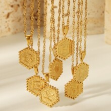 跨境简约高级感精致项链26字母不锈钢电镀真18k金设计感可DIY配饰