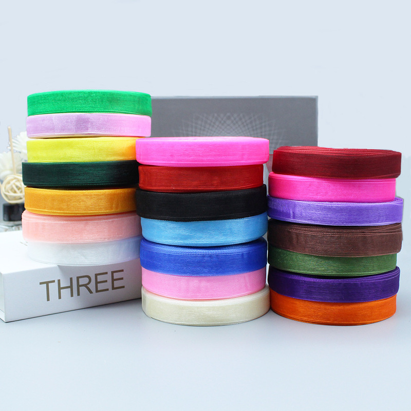 1.2cm1.5cm organza transparent snow yarn belt manufacturers in stock Christmas holiday ribbon gift flower packaging