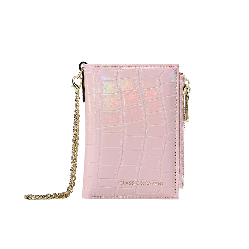 Nueva billetera de mujer corta cadena de cocodrilo bolso de tarjetas 2024 mujeres de alto nivel sentido cruzado cremallera fuente de bolso de cambio