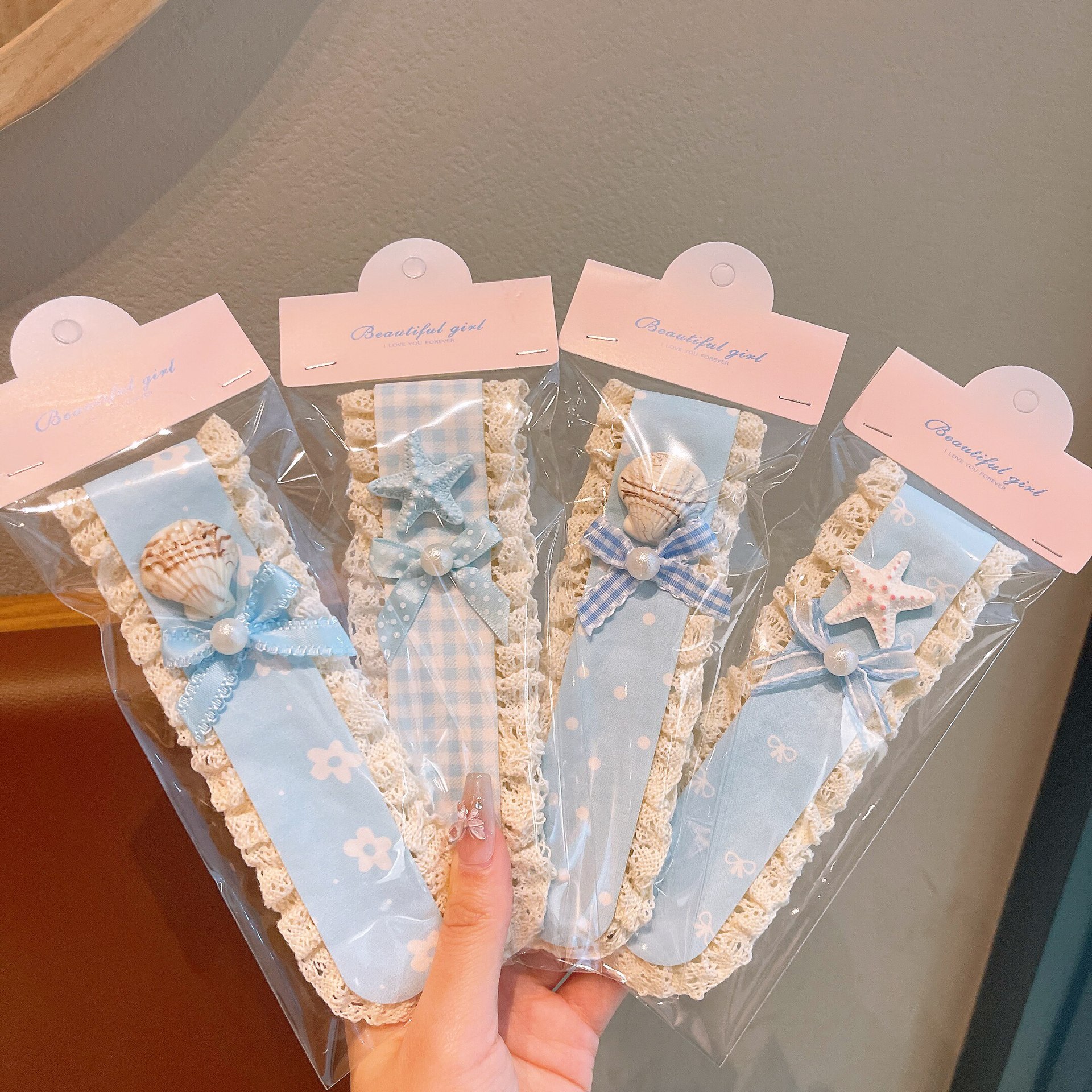 Ocean-themed shell children's hair patch, little girl's hair tidying magic tool, girls' magic hair patch, bangs patch