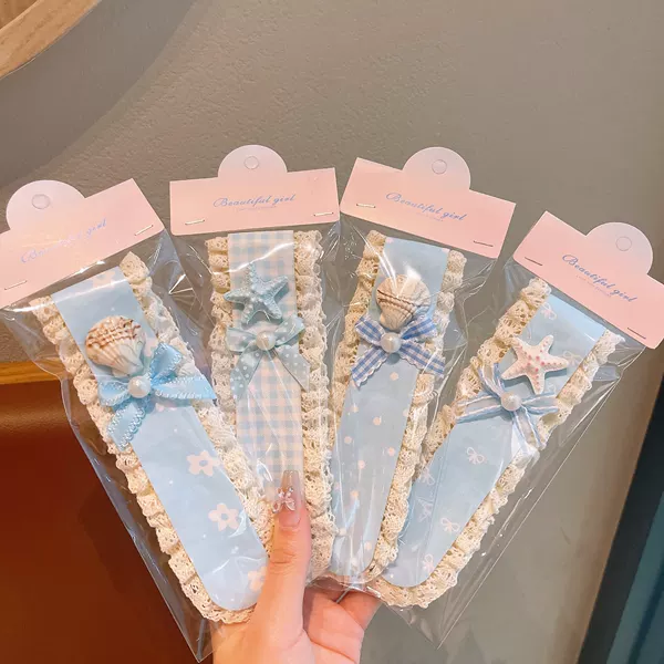Ocean-themed shell children's hair patch, little girl's hair tidying magic tool, girls' magic hair patch, bangs patch