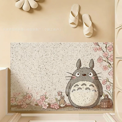 Avtomobil döşəmə paspasları — Cute Cartoon Entryway Mat - totoro-and-plum-blossoms-4060cm-silk-circle