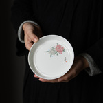 白瓷薄胎壶承蓄水茶盘点心盘果盘盖碗托干泡盘功夫茶具家用国潮风