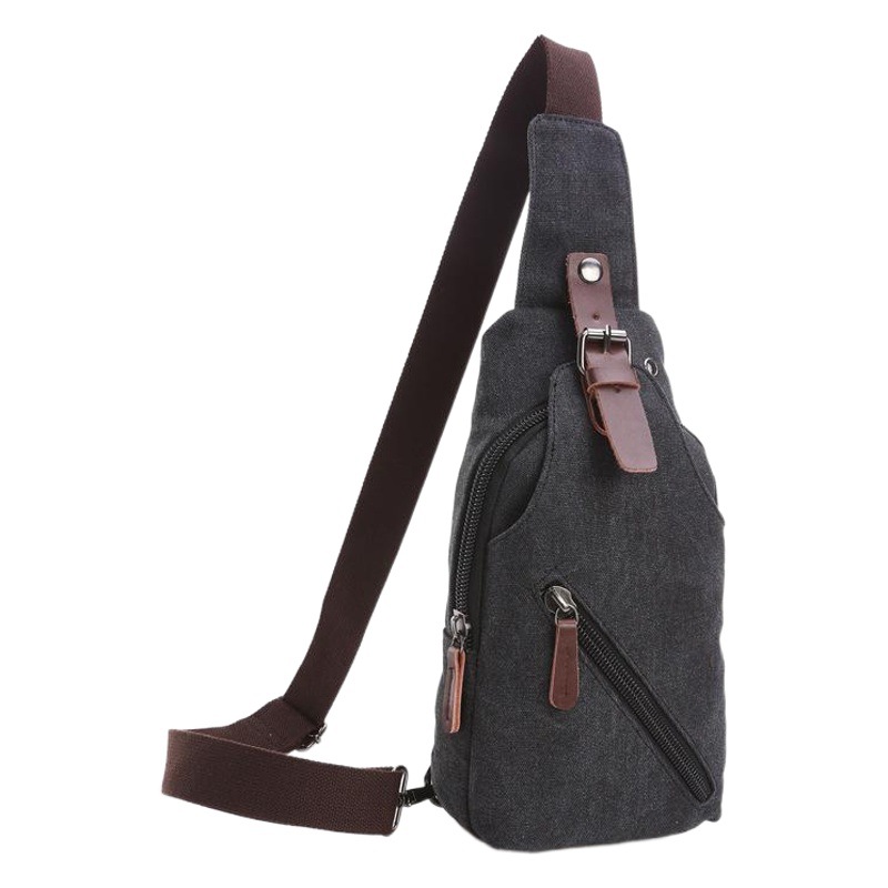 Men's shoulder messenger bag wash canvas chest bag outdoor street leisure canvas chest bag factory wholesale