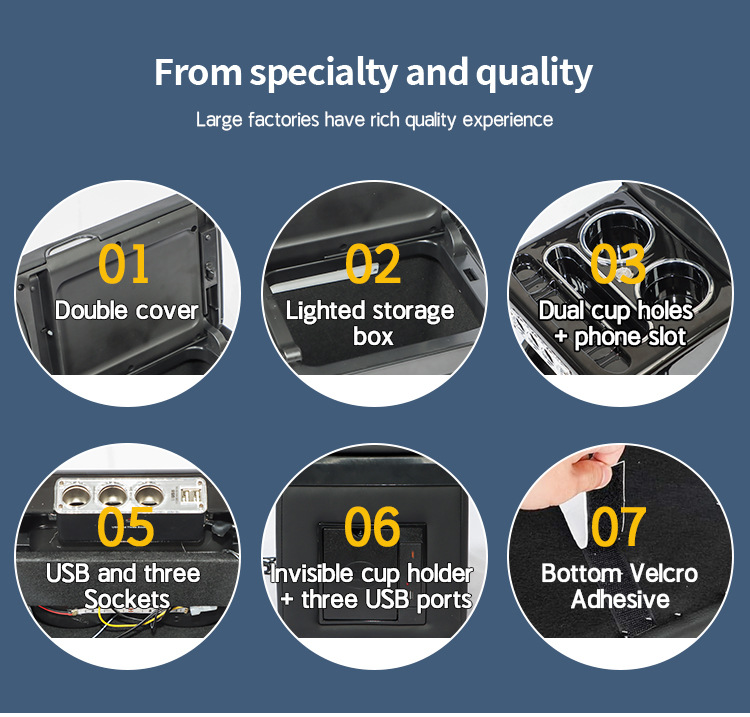 Suitable for Volkswagen Caravelle/Multivan T5 T6 Luxury Front and Middle Row Storage Box Armrest Box