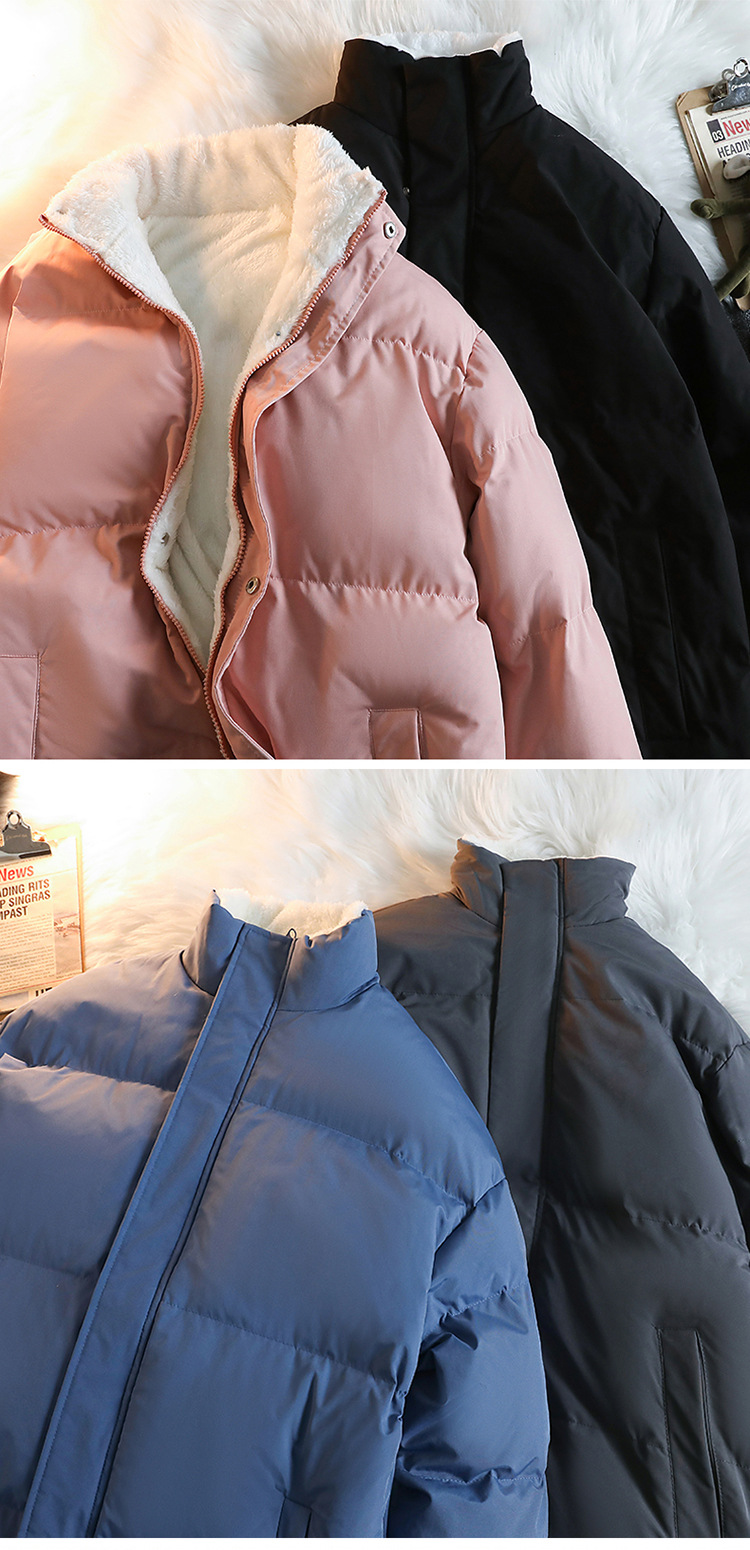 Stand-up Collar Padded Jacket For Men And Women With Fleece Loose Padded Jacket For Couples With Padded Jacket For Men With Fleece_viptrois.com