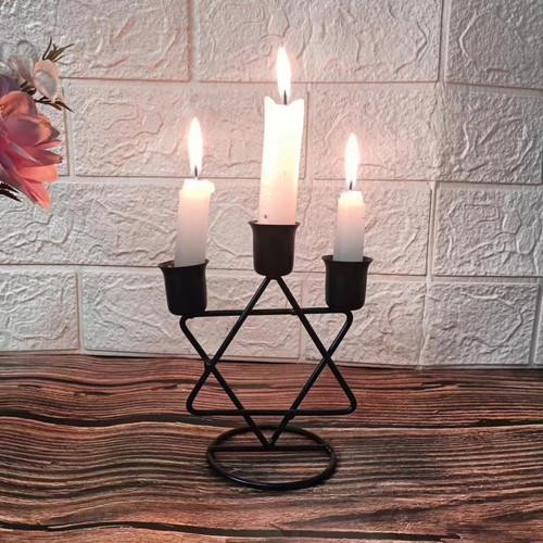 Factory direct sales iron candlesticks living room bedroom bar table wedding film and television metal wind lamp iron wire candlestick wholesale