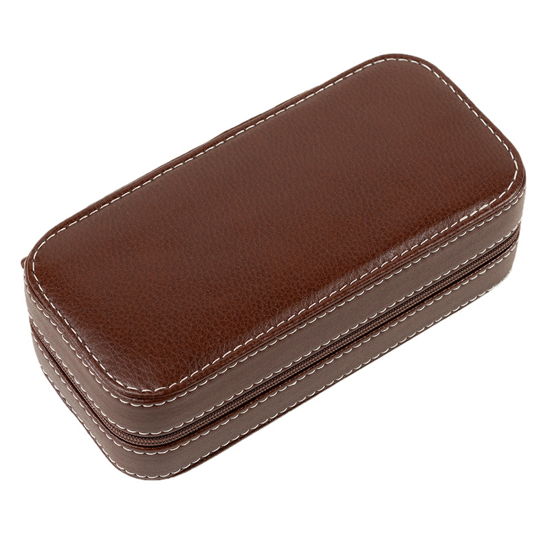 Almacenamiento portátil de dos bits Flip cremallera caja de reloj caja de almacenamiento de viaje caja de embalaje caja de regalo caja de gran capacidad