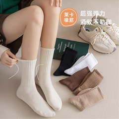 襪子女春秋季日系堆堆襪純色中筒襪秋冬女士長襪諸暨襪業襪子批發