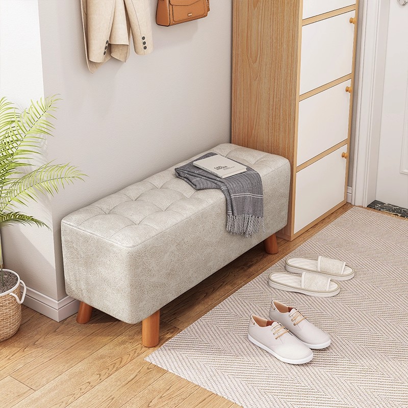 Banquete de cambio de zapatos doméstico simple y moderno, banco cómodo, estilo nórdico, banco de madera maciza.