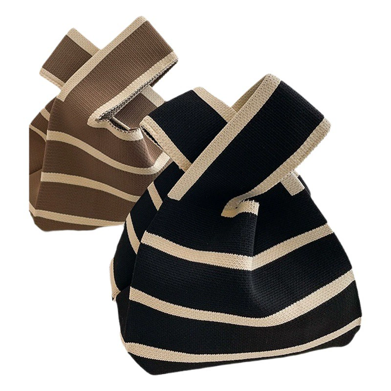 2023 Сумка в новом стиле, универсальная Минималистичная Вязаная Шерстяная плетеная Сумка в полоску в Корейском стиле, пригородная женская сумка