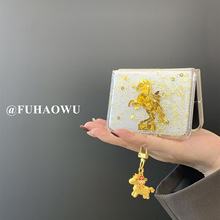 适用于三星zflip7手机壳小米mixflip2透明闪粉折叠屏新年款novaflip金箔马上赢三星zflip6金属财神马上发财挂