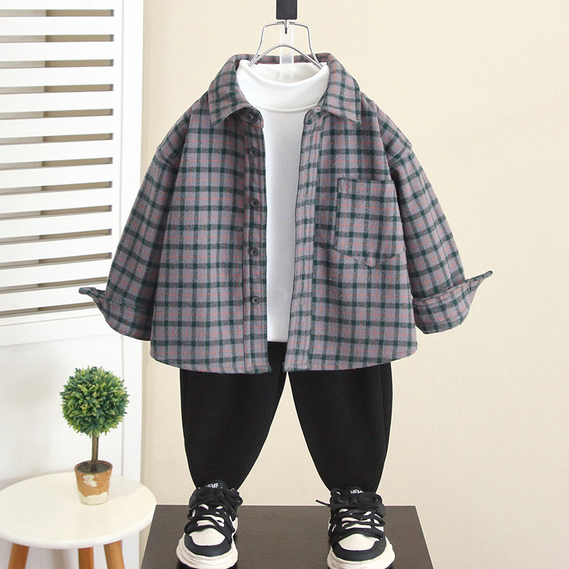 6923 invierno para niños más chaqueta de camisa de terciopelo 2025 nuevo niño todo en uno terciopelo ropa de moda para bebés de principios de invierno