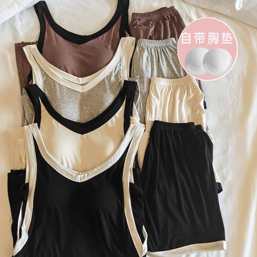 Lazy Wind Women's Summer Cotton Short-Sleeve Shorts Plaid Thin Summer Sweet Can Be Worn Outside Home Set