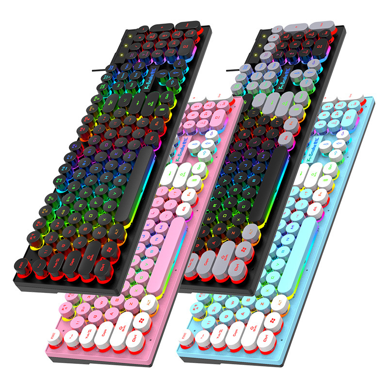 ホット K4 バイパー E スポーツ ゲーム メカニカル キーボード USB 有線レインボー バックライト RGB デュアル カラー マッチング キーボード|undefined