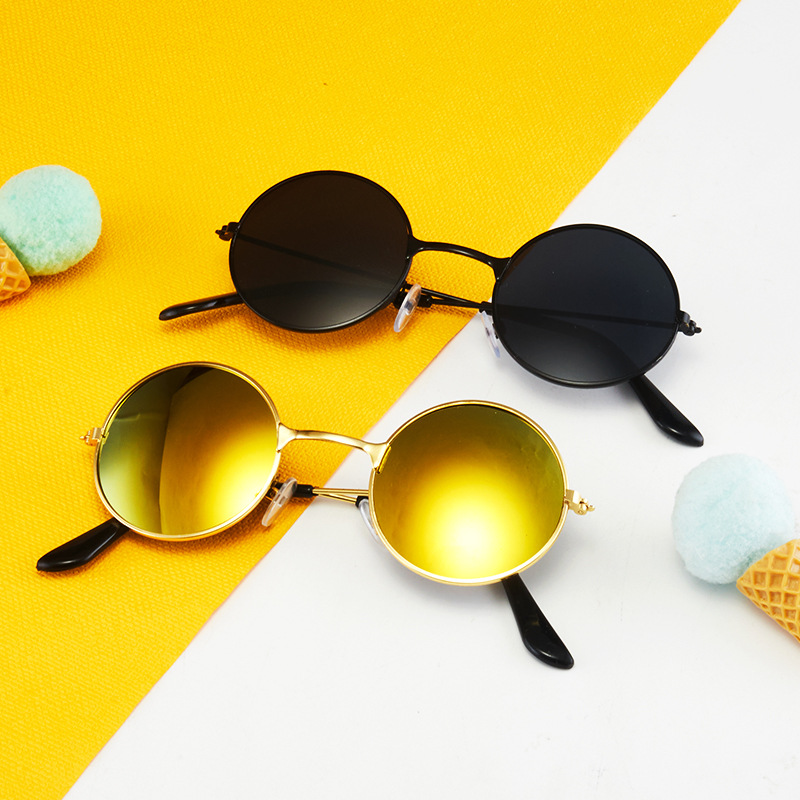Retro round frame children's sunglasses, color film, round prince glasses, trendy men's and women's sunglasses, stall children's glasses