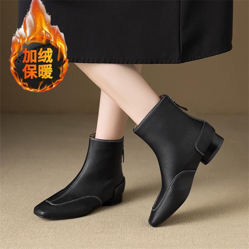 Otoño y invierno nuevas botas cuadradas de talón grueso temperamento de mujer Chelsea retro francesa botas de cuero suave estilo británico Martin image 9