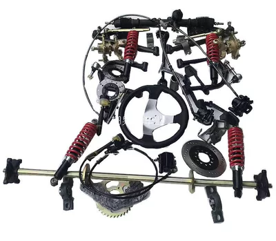 Modified electric four-wheel kart front and rear suspension accessories, beach buggy front axle, rear axle, brakes, steering (Motorcycle frame) - eccentric-steering-gear-11010-flange-front-and-rear-split-brakes