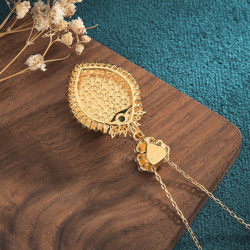 New Chinese Fashion Natural Ice Species Yang Green Agate Pendant Embedded with Emerald A-Jade Jadeite Plain Pendant Necklace