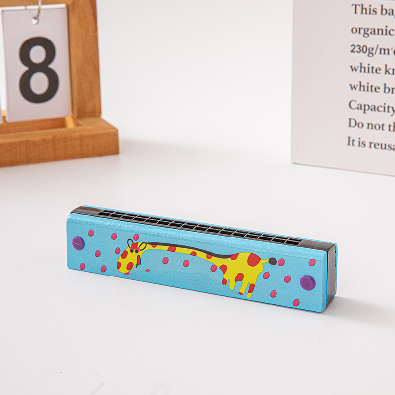 Armonica de madera de dibujos animados regalo de música para niños armónica de 16 hoyos estudiantes de primaria interés principiante tocando instrumento musical