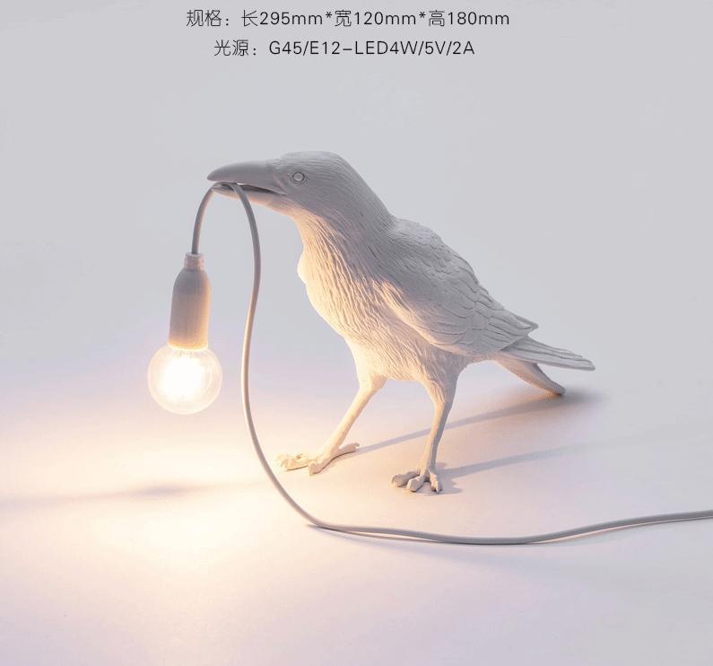 Lámpara de pared de resina de pájaros transfronterizos nórdico minimalista creativo dormitorio animal decoración decoración de lámpara de noche