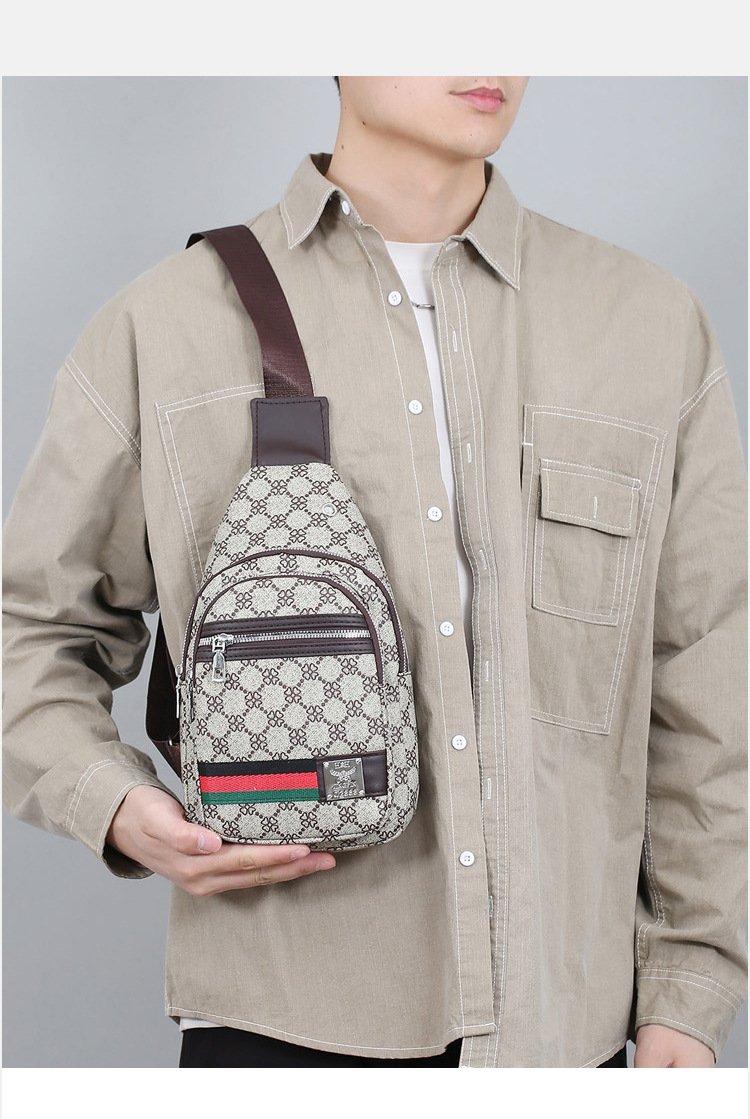 Outdoor men's chest bag, crossbody bag, travel shoulder bag, large-capacity leather bag, sports small backpack, multi-functional men's bag undefined