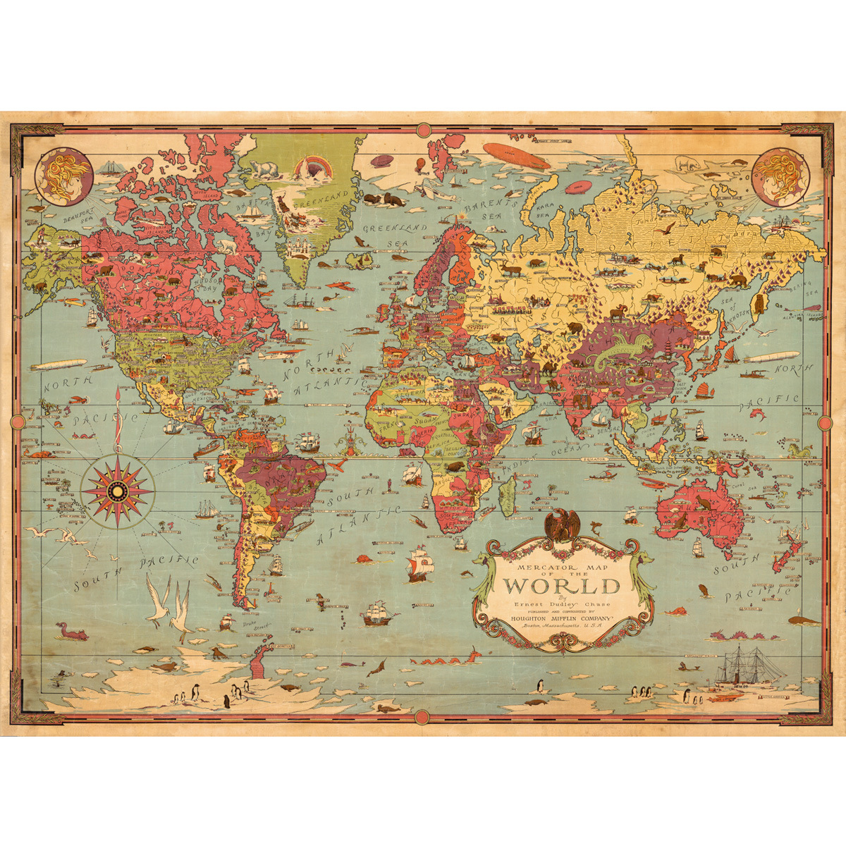 手绘高清1931版进口品质世界地理木质2000片成人拼图儿童diy玩具