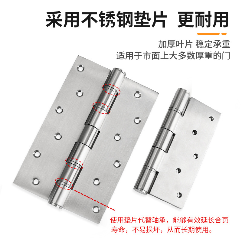 Acero inoxidable pesado 8 pulgadas bisagra ensanchada alargada 6 pulgadas bisagra puerta de madera sólida abierta plana plegable silencioso cojinete bisagra