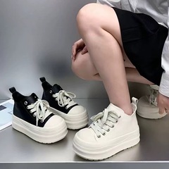 头层牛皮厚底高帮小白鞋女2025秋季新款轻便舒适百搭休闲运动板鞋