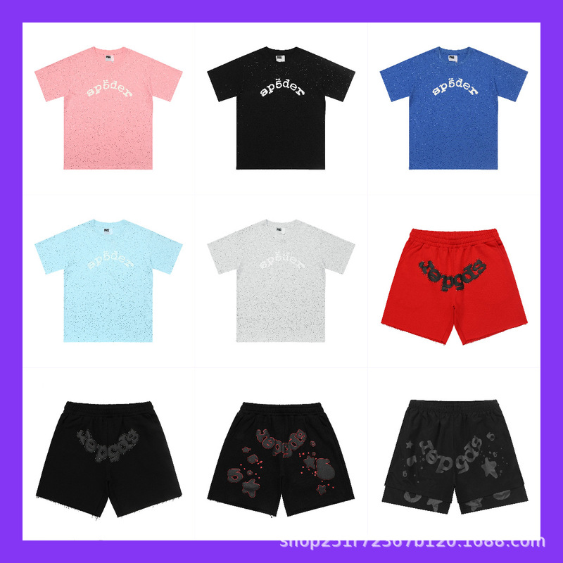 sp5der 555 Young Thug celebrity style foam five-star print unisex sports casual shorts sp5der 555 Young Thug celebrity style foam five-star print unisex sports casual shorts
