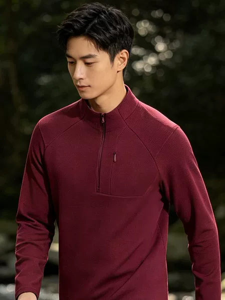 Loose and versatile half-zip running sports sweatshirt for men, lightweight and warm fleece-lined stand-up collar long-sleeve base shirt for women