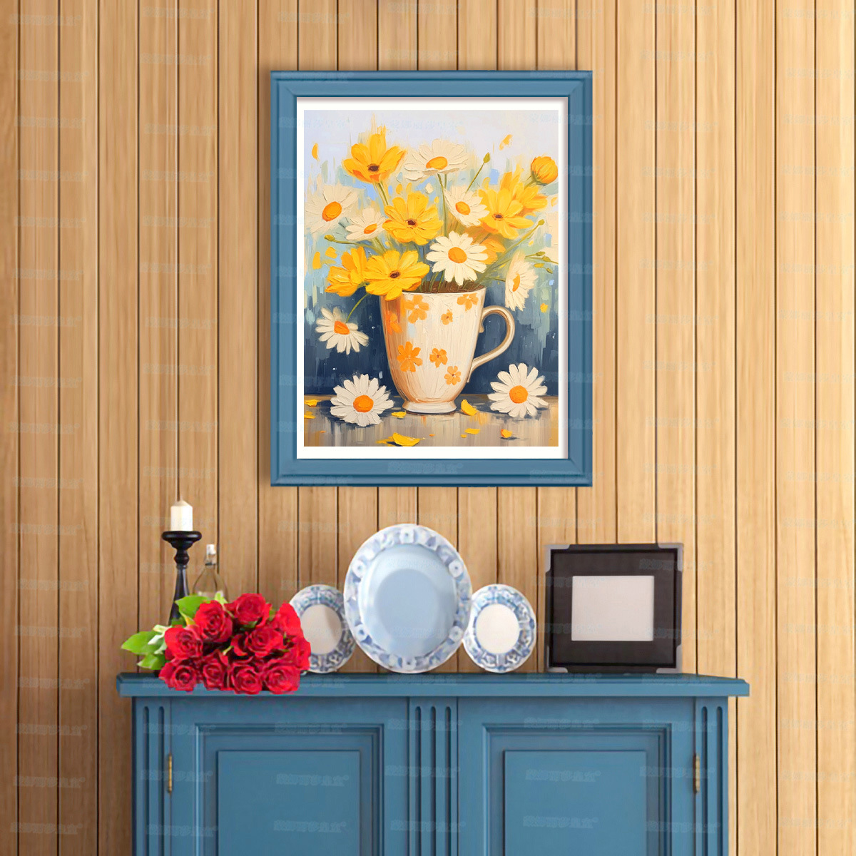 Mona Lisa flores en el jarrón real de bordado cruzado nuevas pequeñas piezas de flores minimalistas sala de estar línea hecha a mano image 3