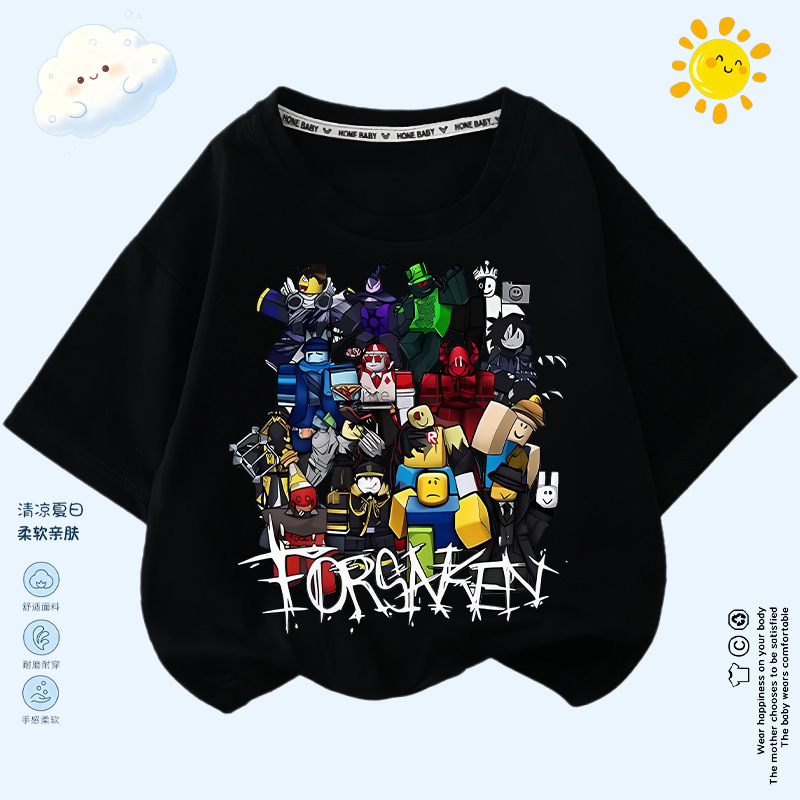 Cross-Border Forsaken Roblox Abandoned Clothing Short-Sleeved T-Shirt Kidsren's Summer Clothing Gubby Two Time Trendy Cross-Border Forsaken Roblox Abandoned Clothing Short-Sleeved T-Shirt Kidsren's Summer Clothing Gubby Two Time Trendy
